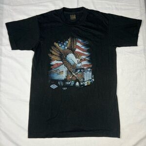 VINTAGE 3D Emblem Truckers Only, Eagle  ~ George West, TX 1989 T-Shirt - Medium